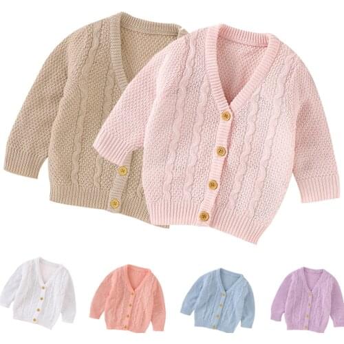 Spring Autumn Newborn Baby Girls Knitting Cardigan Toddler Baby Girl V-neck Sweater Infant Baby Boys Girl Cardigan Jacket Coat
