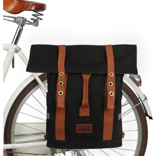 Tourbon Vintage Outdoor Cycling Bicycle Bike Bag Pannier Seat Bags Shoulder Backpack Riding Leisure Daily School Bag Waterproof
