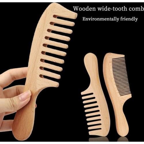 High Quality 100% Natural Anti-Static Handle Wooden Wide Tooth Comb Hair Brush