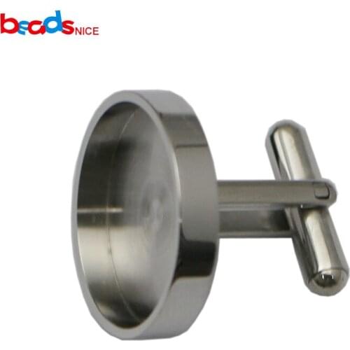 Beadsnice Stainless Steel Cufflink Findings Handmade Accessories fits 20mm round 3mm depth ID36117