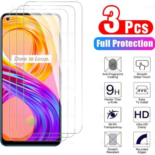 3pcs protective glass For Realme 8 Pro front scratch resistant screen protector for realme 8 pro 6.4inch Safety protection glass