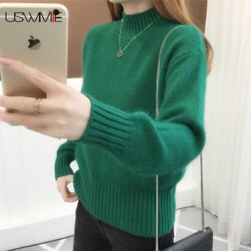 Winter Fashion Comfort Solid Color Women Leisure Warm Sweater Knitted Thick Thread Comfort Casual Baise Elegant Female Pullover