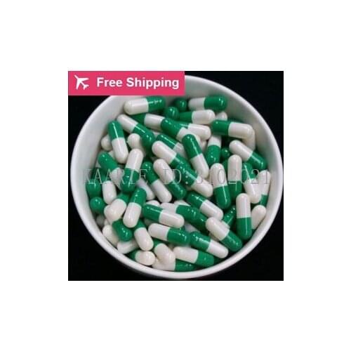 0# 1# 2# 1000 pcs / lot.green-white colored hard gelatin empty capsules, hollow gelatin capsules ,joined or separated capsules