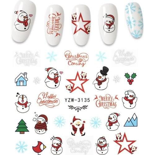 1Pcs Water Nail Sticker Christmas nail stickers DIY Slider for Manicure Nail Art Watermark Manicure Decor