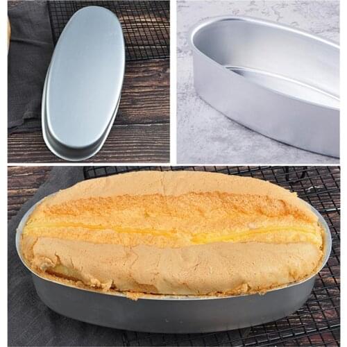 1 pcs Sliver Oval Shaped Cake Pan Non-Stick Loaf baking pan Bread/ Cheesecake Mold Aluminum Alloy Baking Supplies