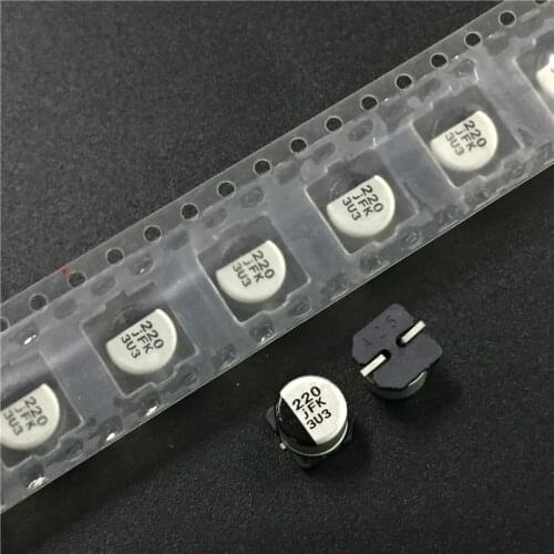 10pcs 220uF 6.3V FK Series 6.3x5.8mm Low ESR 6.3V220uF Chip type SMD Aluminum Electrolytic capacitor