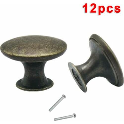 12pc DIY Aluminum DoorKnob Vintage Cupboard Drawer Door Handle Round Cabinet Door Handle Door Pulls Drawer Knobs Home Hardware