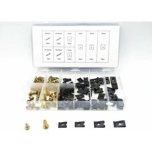 170PCS/Set Auto Car Clip & Screw Kit for Dash Door Panel Interior U-Clip U Nut and Screw Assortment Kit Car Retainer Clips