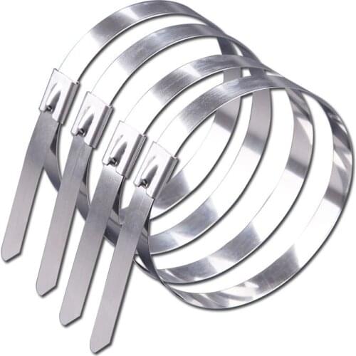 20Pcs 4.6*150-500mm 201 Stainless Steel Cable Ties Metal Exhaust Locking Cable Zip Tie