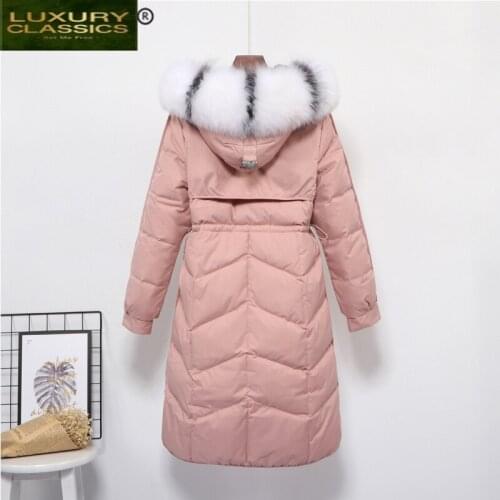 Natural 2021 Brand Clothes Fox Fur Hooded Duck Down Jacket Women Winter Long Coat Thick Warm Casaco Outwear Hiver LW1637