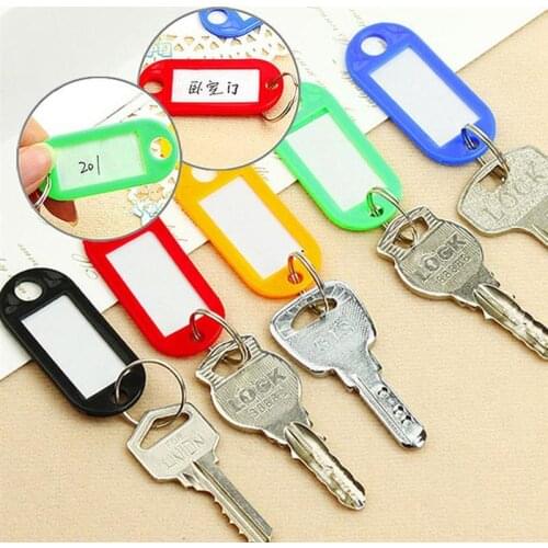 25/50/100 Pcs Ring Colorful Plastic Key Fobs Luggage ID Name Label Tag Keyring Keychain Classification Card Key Deduction Card