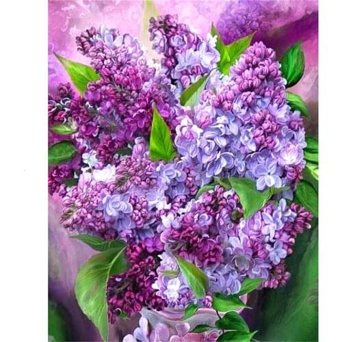 5d DIY Diamond Embroidery Painting Flower With Home Decoration cross stitch Diamond Mosaic Purple Lilac