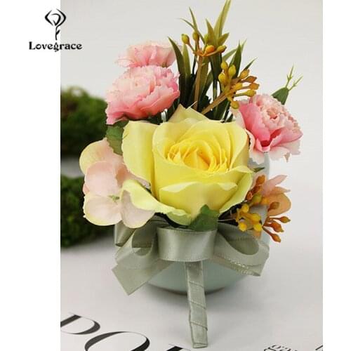 Rose Groom Boutonniere for Prom Marriage Men Corsage Pin Flower Wedding Bracelet Bridesmaids Wedding Accessories Corsage Flowers