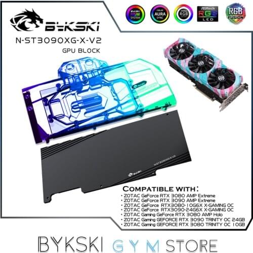 Bykski GPU Water Block For ZOTAC RTX3090 GAMING OC Graphics Card,VGA Cooler 5V ARGB/12V RGB/MB SYNC N-ST3090XG-X-V2