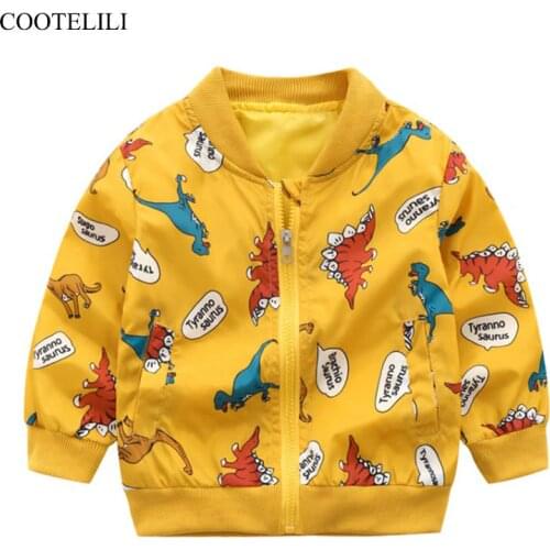COOTELILI Cute Dinosaur Infant Baby Spring Sunscreen Jacket For Children Active Hooded Spring Jacket Boys Kids Outerwear Coat