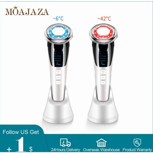 EMS Facial Massager Galvanic LED Photon Light Therapy Hot Cold Treatment Anti Aging Acne Reduce Face Lifting Beauty Face Cleaner