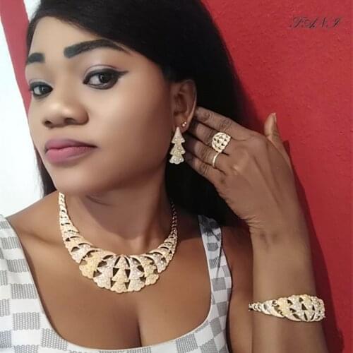 Fani Dubai Gold designer Jewelry Set Nigeria Women accessories Bridal jewelry set Fashion African Beads Jewelry Set Wholesale