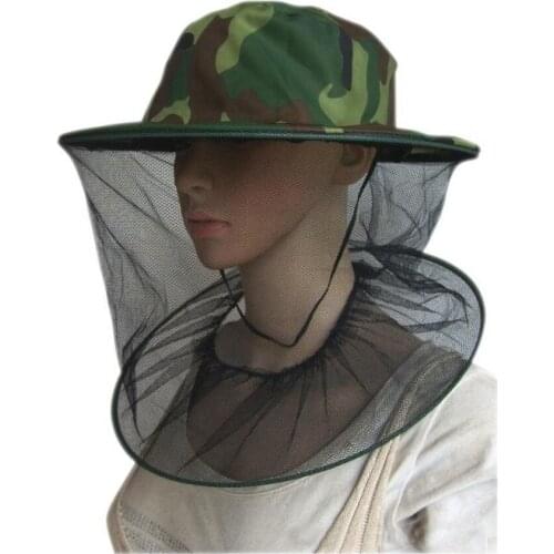 Camouflage Beekeeping Cap Wide Brim Visor Sunshade Hunting Bee Keeping Mesh Hat Insects Mosquito Prevention Neck Head Cover