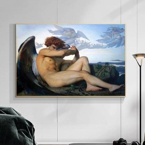 Canvas Print Alexandre Cabanel Fallen Angel Oil Painting Canvas Poster Christian Religious Wall Artist Home Decoration Picture
