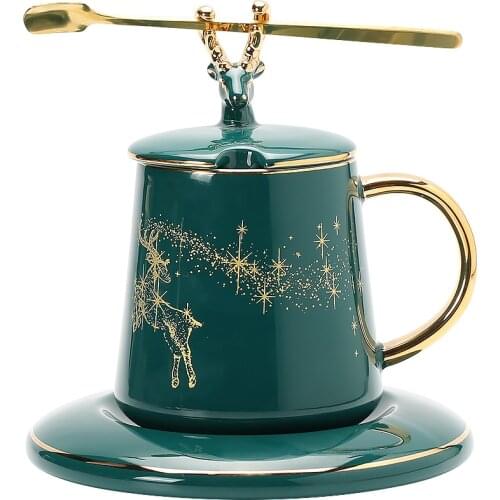 Ceramic mug coffee mug with lid spoon Nordic creative cup for men and women couples Cup household water cup