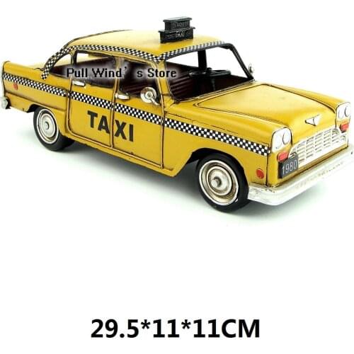 Classic retro Taxi iron Home Decorations Yellow retro American car models