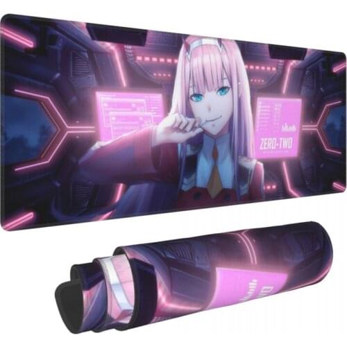 Anime Zero Two Kawaii mousepad Desk Mat Computer Gaming Mousepad Anti-slip Natural Rubber with Locking Edge Gaming Mouse Mat