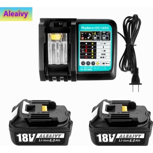 Batterie Lithium-Ion, 18 V, 6000mAh, Rechargeable, avec chargeur, pour Makita, 6ah, BL1840, BL1850, BL1830, BL1860B, LXT400