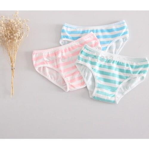 Cute Girl Striped cotton elastic low waist briefs ( anime style Blue white / Green white / Pink white Striped Panties)