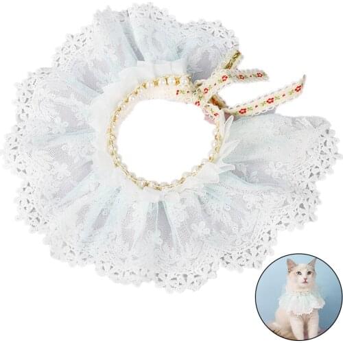 Legendog Fashion Cats Kitten Flower Lace Bell Collar Puppy String Bib Necklace Neck Strap Cat Dog Scarf Neckerchief Pet Supply