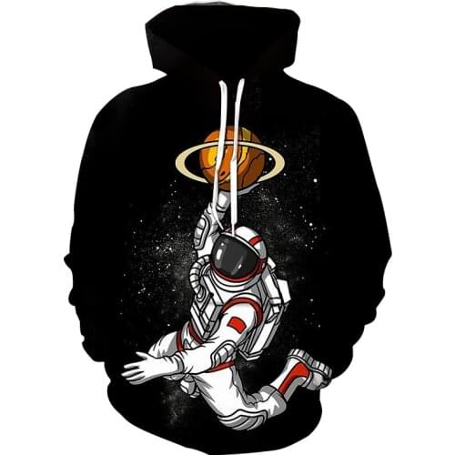 2021 New 3D Hoodie Mens Hoodie Astronaut Print Hoodie Sweatshirt Fashion Casual Wear Sportswear Mens/Ladies Jacket Fun Hood