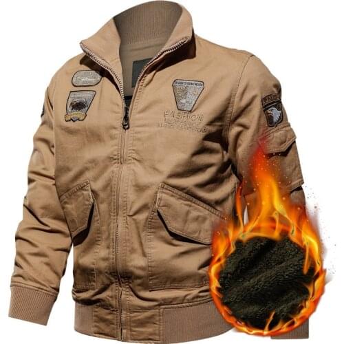 Mens Winter Military Jacket Casual Thick Thermal Outwear Parka Army Pilot Coats Air Force Cargo Fleece Hooded Jacket M-4XL