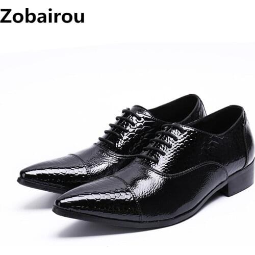 Mens pointed toe dress shoes genuine leather lace up italia oxford shoes for men balck office flats zapato hombre man shoes