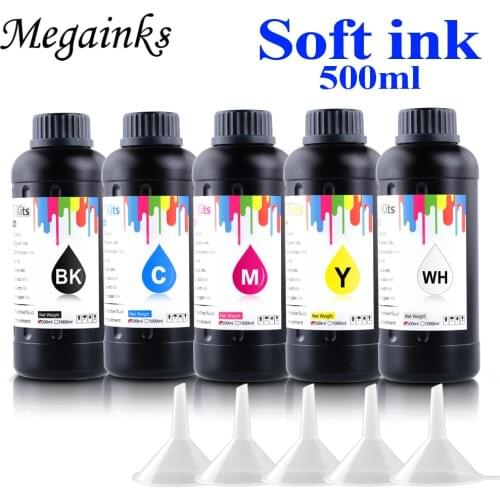 Soft/Hard LED UV Ink 5color 500ML for Epson DX4 DX5 DX6 DX7 Printhead for Epson Roland Mimaki Mutoh Flatbed Inkjet Printer
