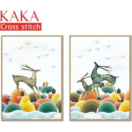 Cross stitch kits,Embroidery needlework sets with printed pattern,11CT-canvas for Home Decor Painting,Animals Full NCKA064