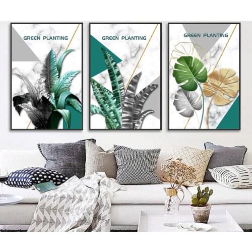 Nordic Green Plants And Diverse Leaves Prints And Posters Wall Art Canvas Paiting Wall Pictures For Living Room Home Décor