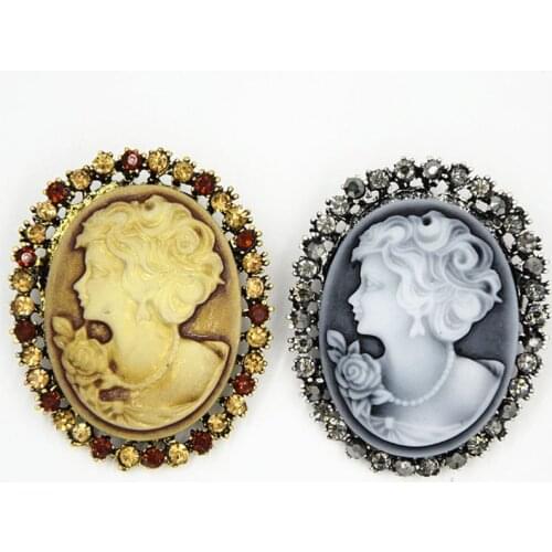 New Style Party Queen Lady Vintage Victorian Design Cameo Bronze Brooch Pin J78F