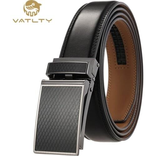 VATLTY Official authentic mens suit belt natural cowhide hard metal automatic buckle real leather business belts for men