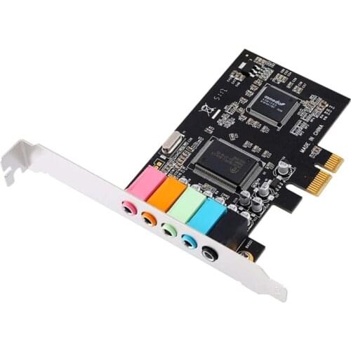 PCIe Sound Card Adapter 5.1 Internal Sound Card for Windows 7 w/ Low Profile Bracket 3D Stereo Audio Card CMI8738 Chip