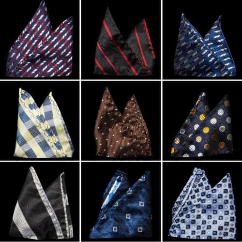 100% Silk Hankerchief Scarves Vintage Hankies Mens Pocket Square Handkerchiefs Striped Solid Snot Rag 22*22 cm