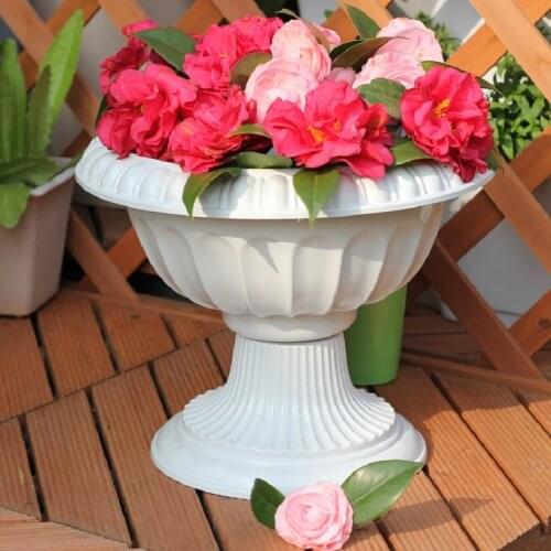 European Style Roman Pots White Color Plastic Pillars Road Flowerpots Wedding Props Event Decoration Supplies 2pcs/lot