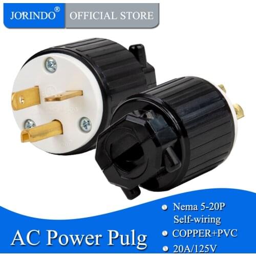 JORINDO Nema 5-20p American standard self-wiring plug removable,NEMA 5-20P American male 3pin self-wiring plug