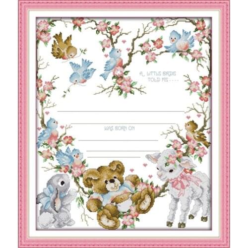 14/16/18/27/28 Birth Certificate (3) Counted Cross Stitch DIY Cross Stitch Kits Embroidery for Home Decor Needlework