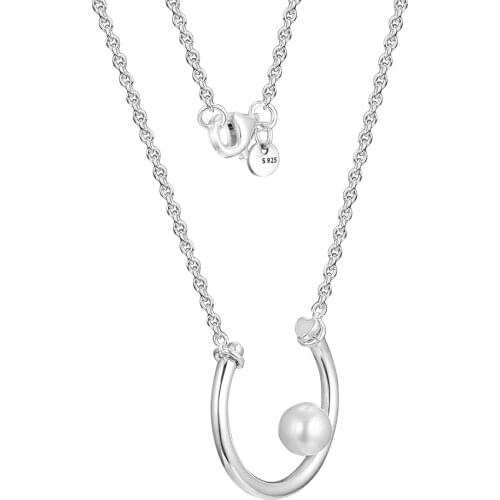 Contemporary Pearl Necklace 100% 925 Sterling Silver Jewelry Free Shipping