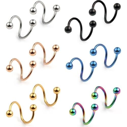 JFORYOU 16G Stainless Steel Twist Ear Plug Earring Spiral Helix Stud Lip Ring Body Piercing Jewelry 8mm 10mm