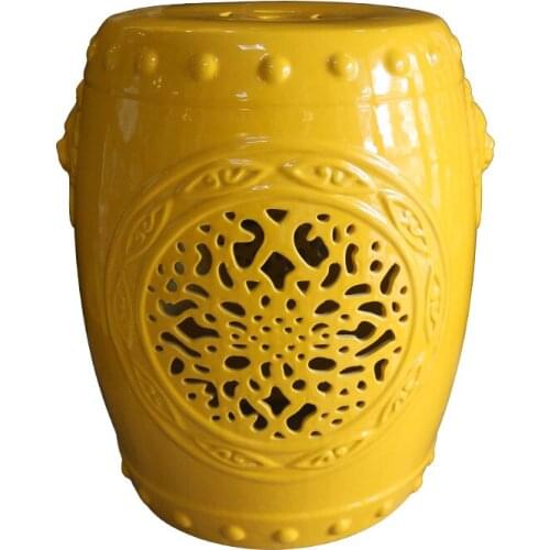 Hollowing High Temperature Color Glaze Lion Head Ceramic Drum Chair Modern Stool Drum Shoes Ceramic porcelain Stool
