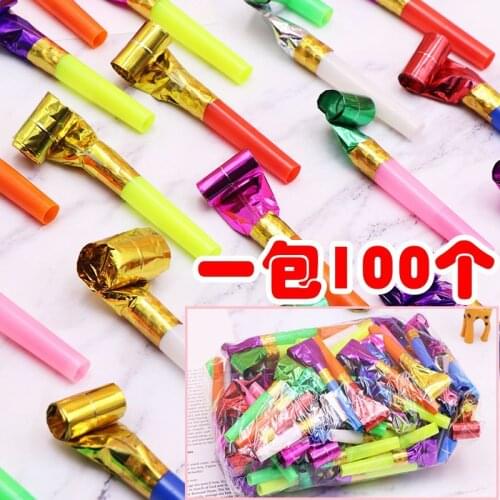 100pcs/lot Blowin Party Holiday Celebration Long Nose Whistle Blowin Cheering Props Tool Wholesale Birthday Gift Child E11073