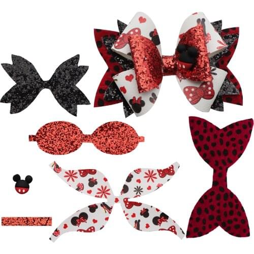 Bow-knot Making Stuffs Material Glitter Faux Synthetic Leather Fabric Bows Set DIY Bow-knot Crafts Decoration No Clip,1Yc19462