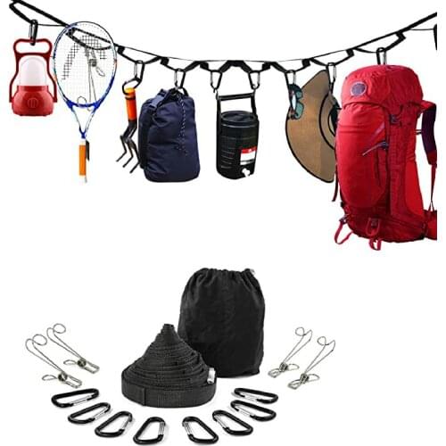 1PC Multipurpose Colorful Lanyard Rope Cord Camping Tent Rope Lamp Hanging Clothesline with Carabiner Outdoor Picnic Accessories