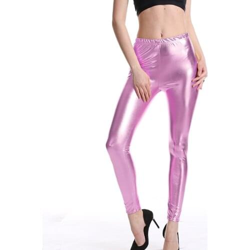 INDJXND Shiny Pants Legging PU Leather Leggings Women Push Up Legging High Waist Pants Fitness Skinny Black Leggings Plus Size