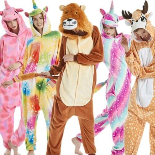 Adults Animal Pajamas Women Sleepwear Kigurumi All in One Pyjama Animal Suits Cosplay Lion Wolf Pajama Set Cartoon Pijama